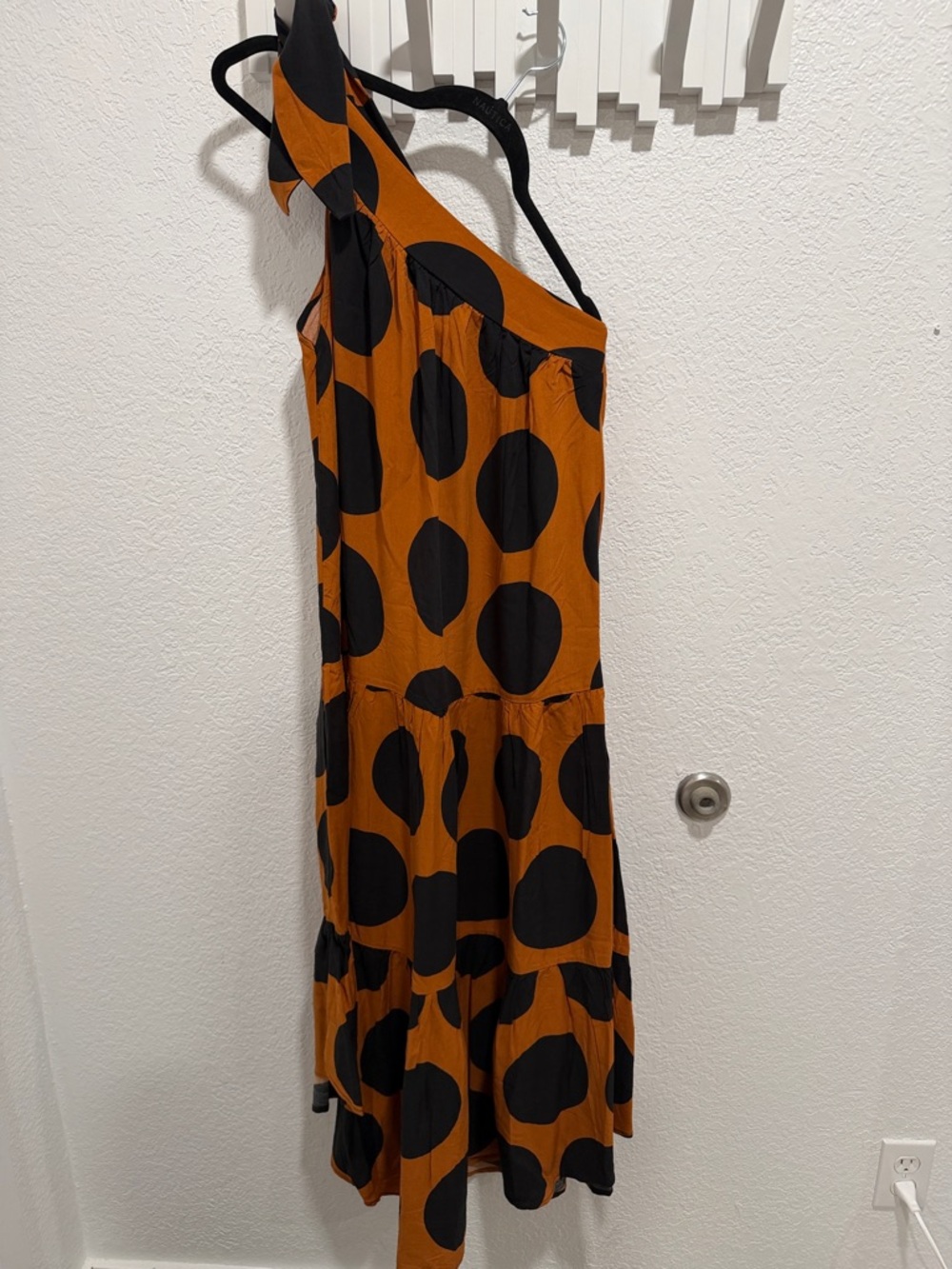 FARM Rio One-Shoulder Polka Dot Maxi Dress in Mustard and Black